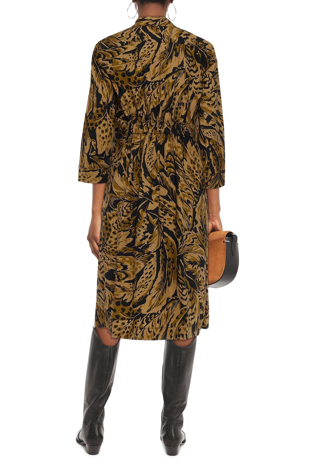 BAUM UND PFERDGARTEN Arlene leopard-print cotton-poplin midi shirt dress