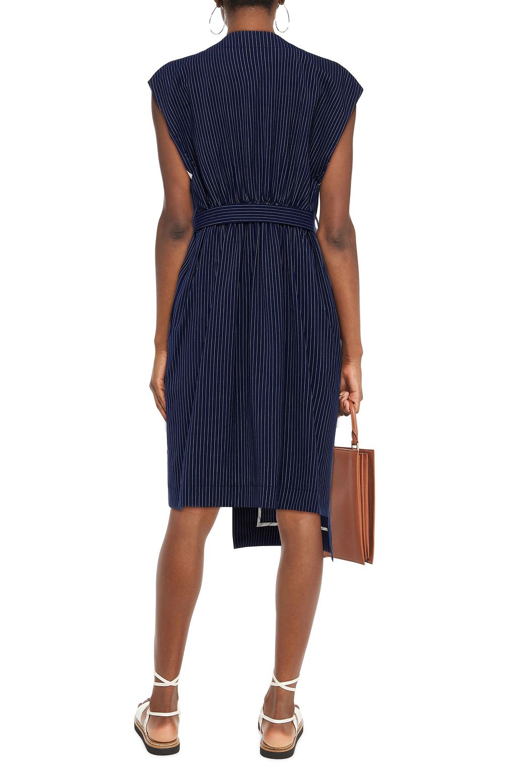 BAUM UND PFERDGARTEN Aolany pinstriped woven midi wrap dress