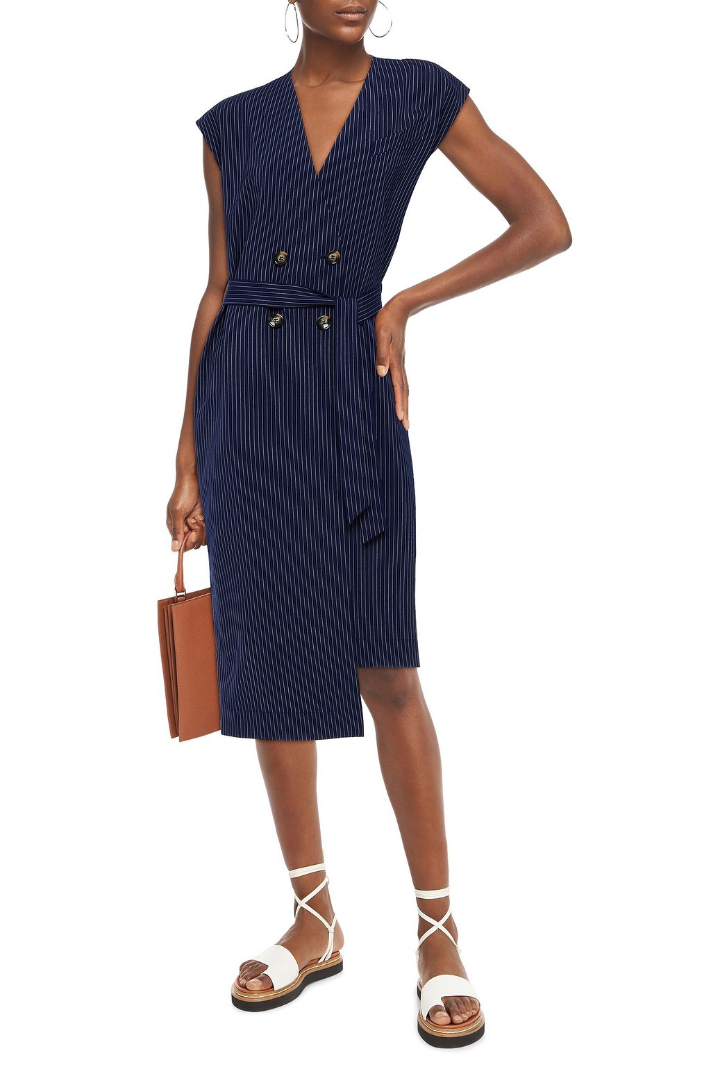 BAUM UND PFERDGARTEN Aolany pinstriped woven midi wrap dress
