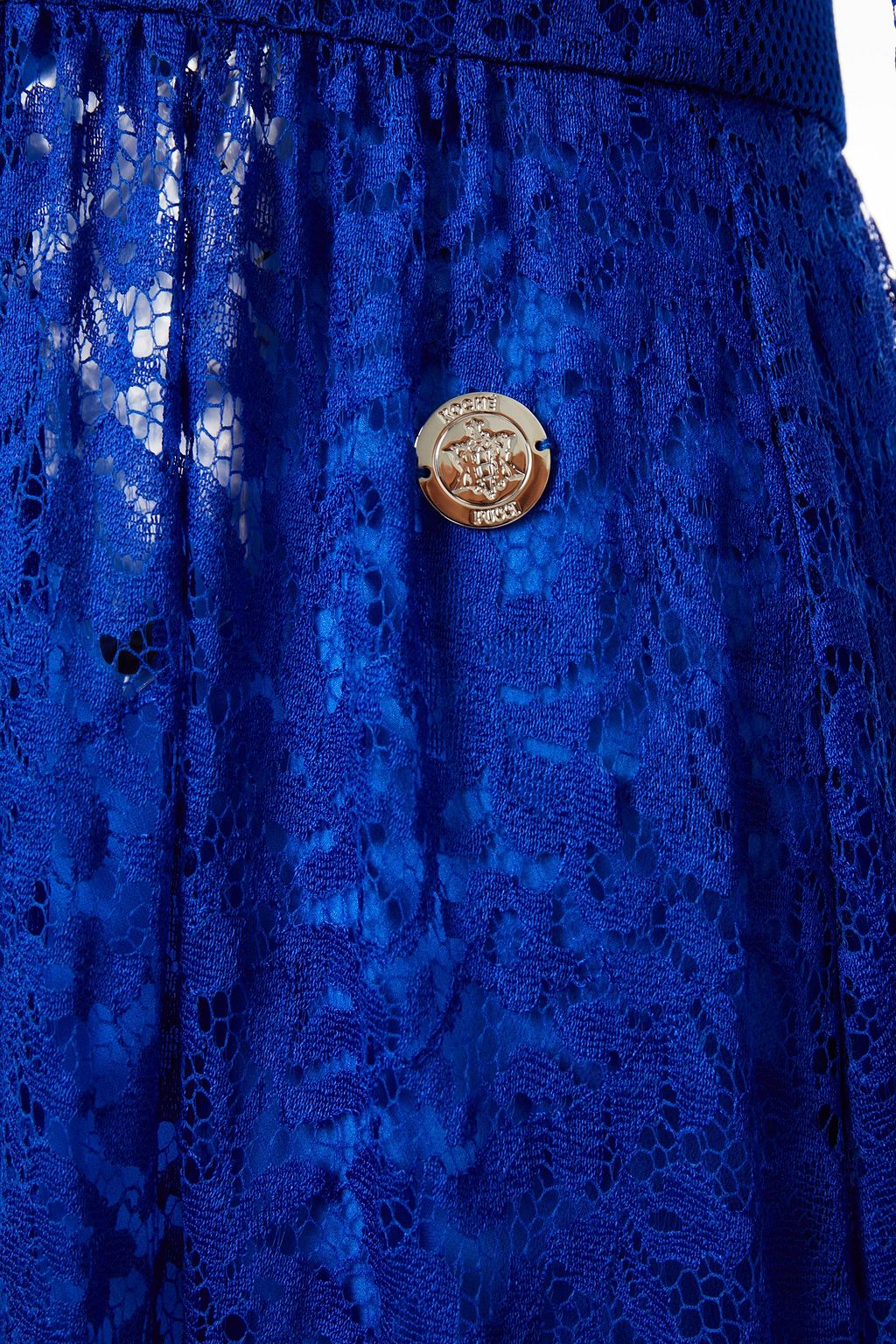 KOCHÉ X PUCCI Mesh-trimmed ruffled lace midi dress