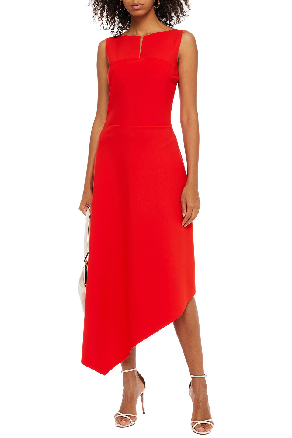 Chiara Boni La Petite Robe Stretch Jersey-paneled Scuba Midi Dress In Red