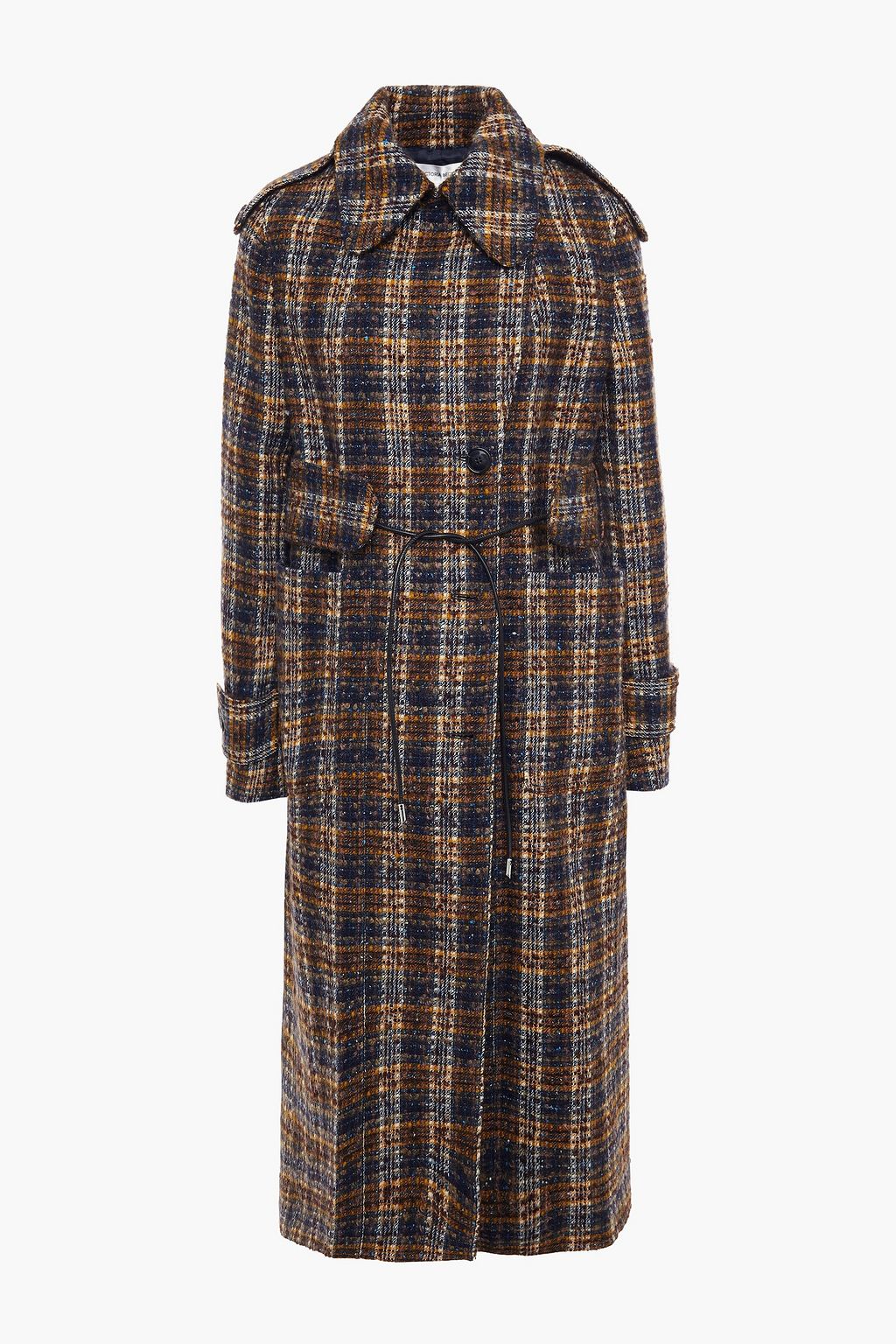 VICTORIA BECKHAM Double-breasted checked bouclé-tweed trench coat | THE ...