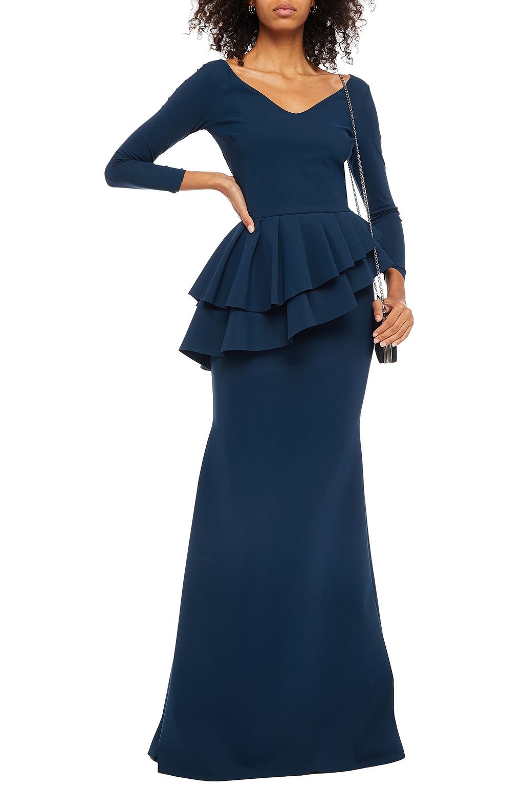 CHIARA BONI LA PETITE ROBE Zosia ruffled scuba and stretch-jersey peplum gown