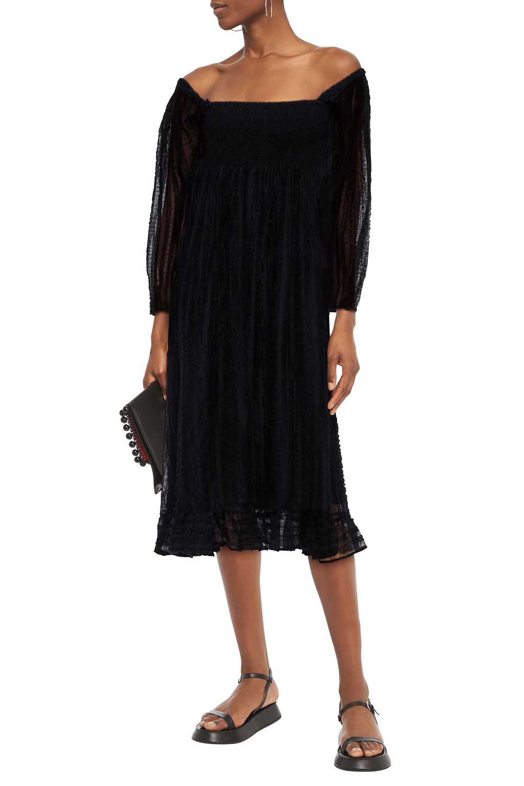 BAUM UND PFERDGARTEN Anarosa shirred fil coupé midi dress