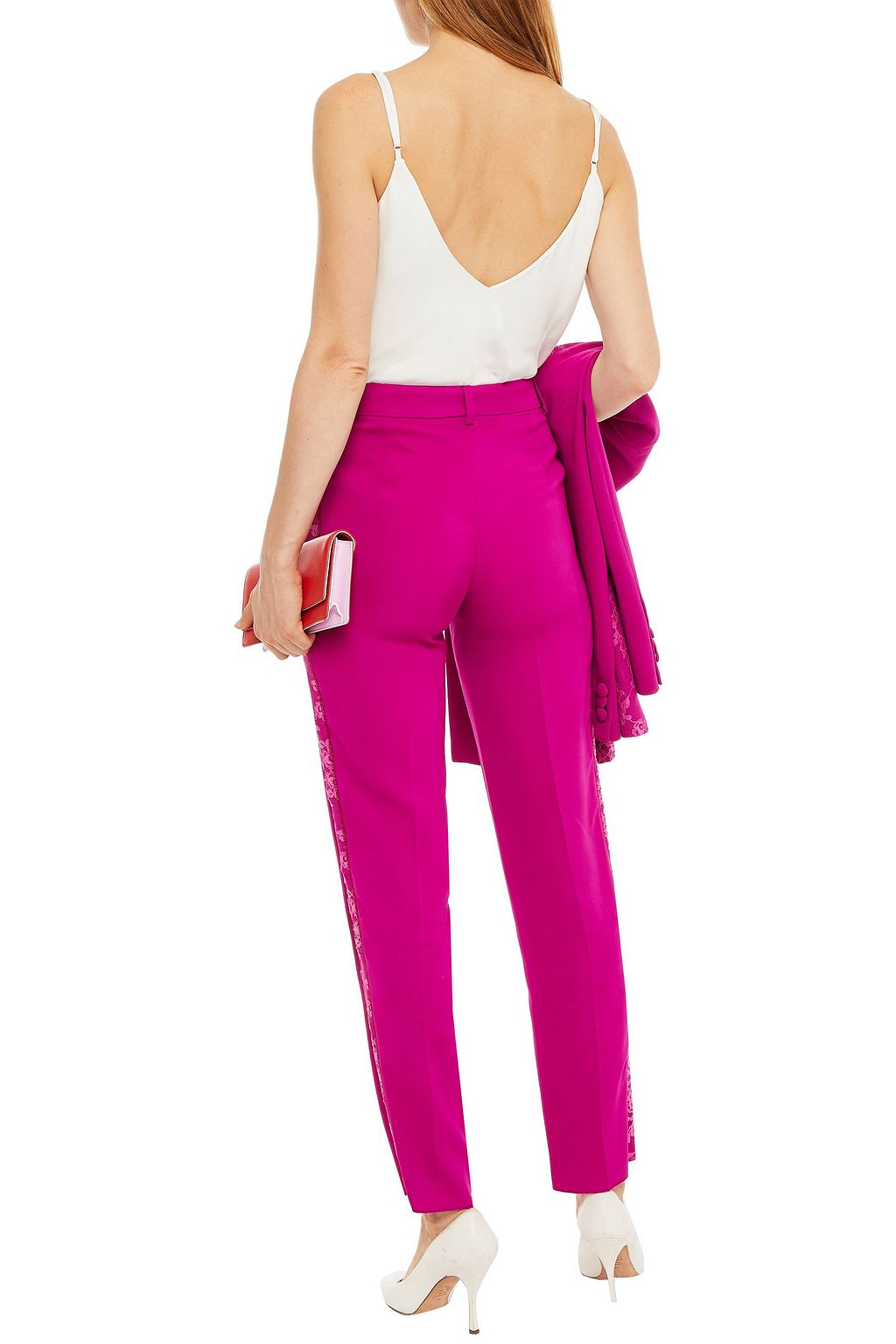 KOCHÉ X PUCCI Lace-trimmed stretch-crepe tapered pants