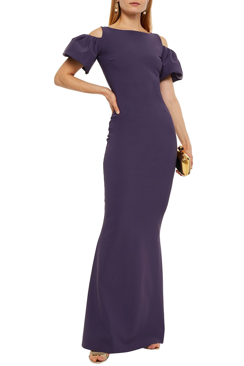 CHIARA BONI LA PETITE ROBE Cold-shoulder scuba gown