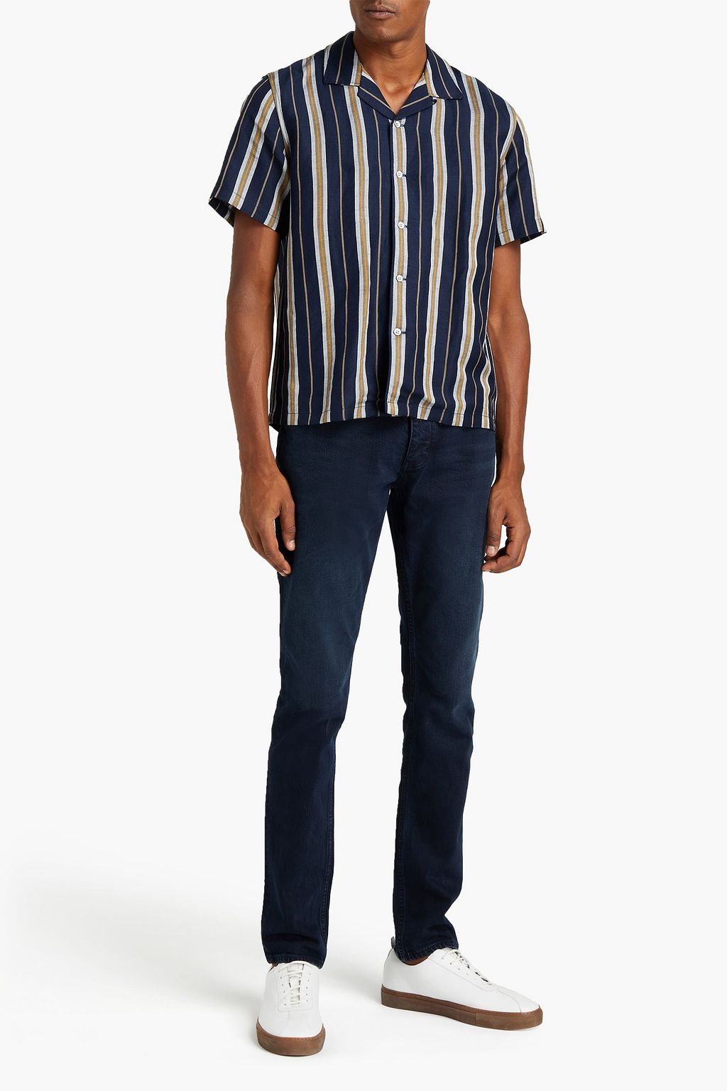 RAG & BONE Avery striped linen and cotton-blend shirt