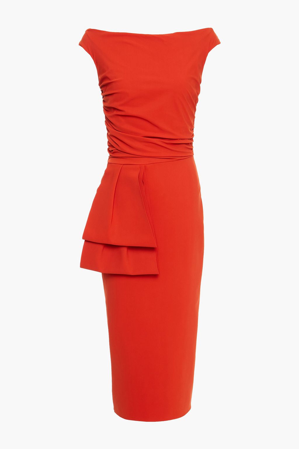 lucha Botánica Abundantemente Bright orange Cassie draped scuba and stretch-jersey midi dress | CHIARA  BONI LA PETITE ROBE | THE OUTNET