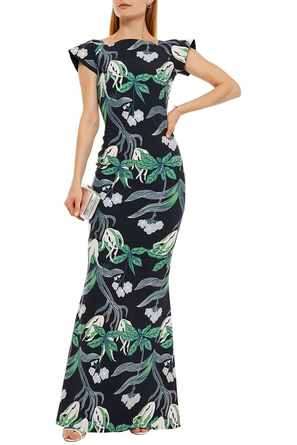 CHIARA BONI LA PETITE ROBE Sita metallic floral-print scuba gown