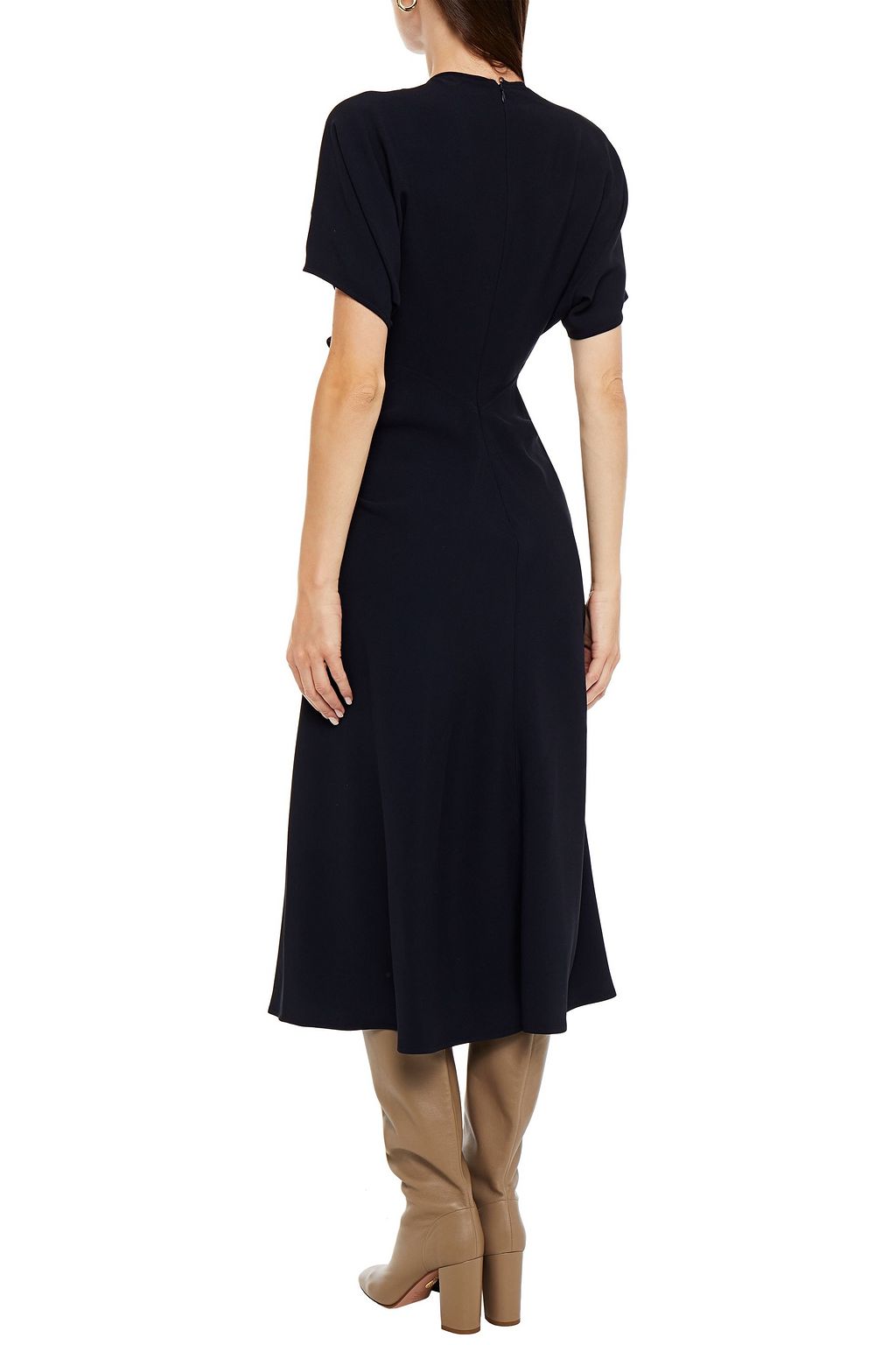 VICTORIA BECKHAM Pleated stretch-crepe midi dress