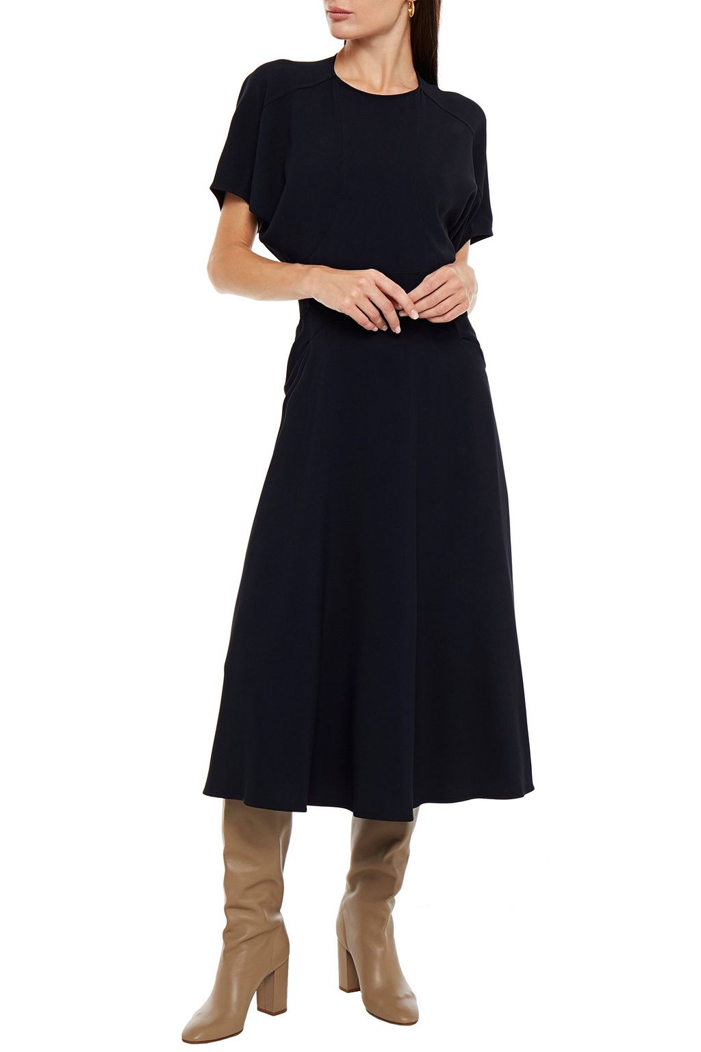 VICTORIA BECKHAM Pleated stretch-crepe midi dress
