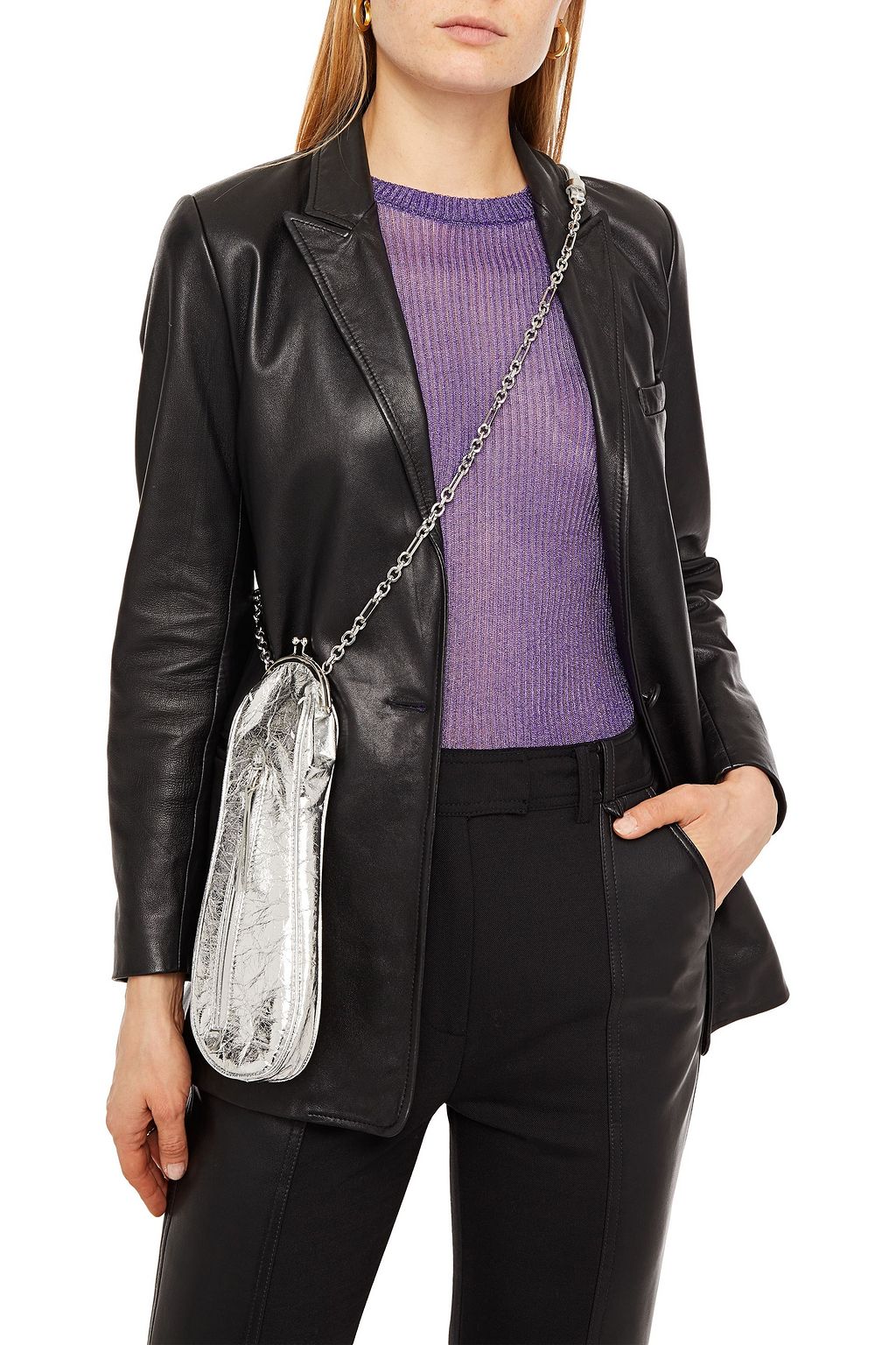 MAISON MARGIELA Tabi Crossbody Bag aus Craquelé-Leder mit Metallic-Effekt