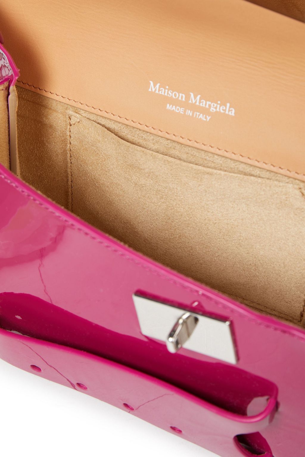 MAISON MARGIELA Clutch aus Lackleder mit Applikationen