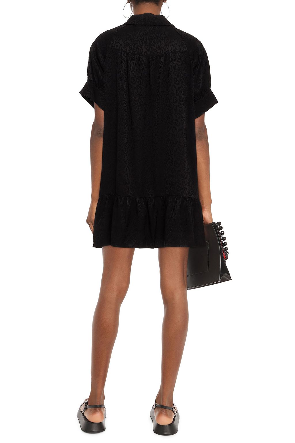 BAUM UND PFERDGARTEN Audelia leopard-print satin-jacquard mini shirt dress