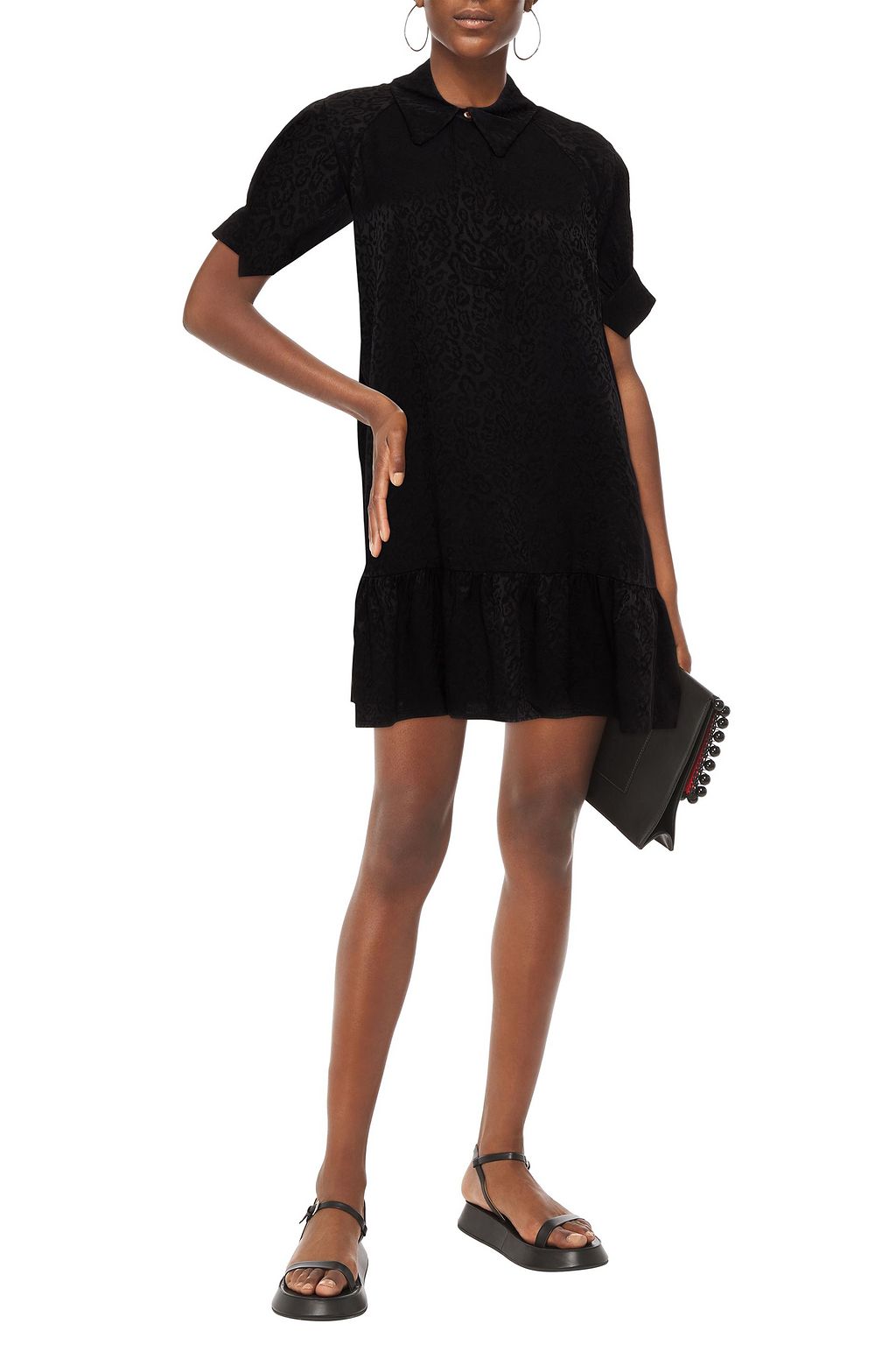 BAUM UND PFERDGARTEN Audelia leopard-print satin-jacquard mini shirt dress