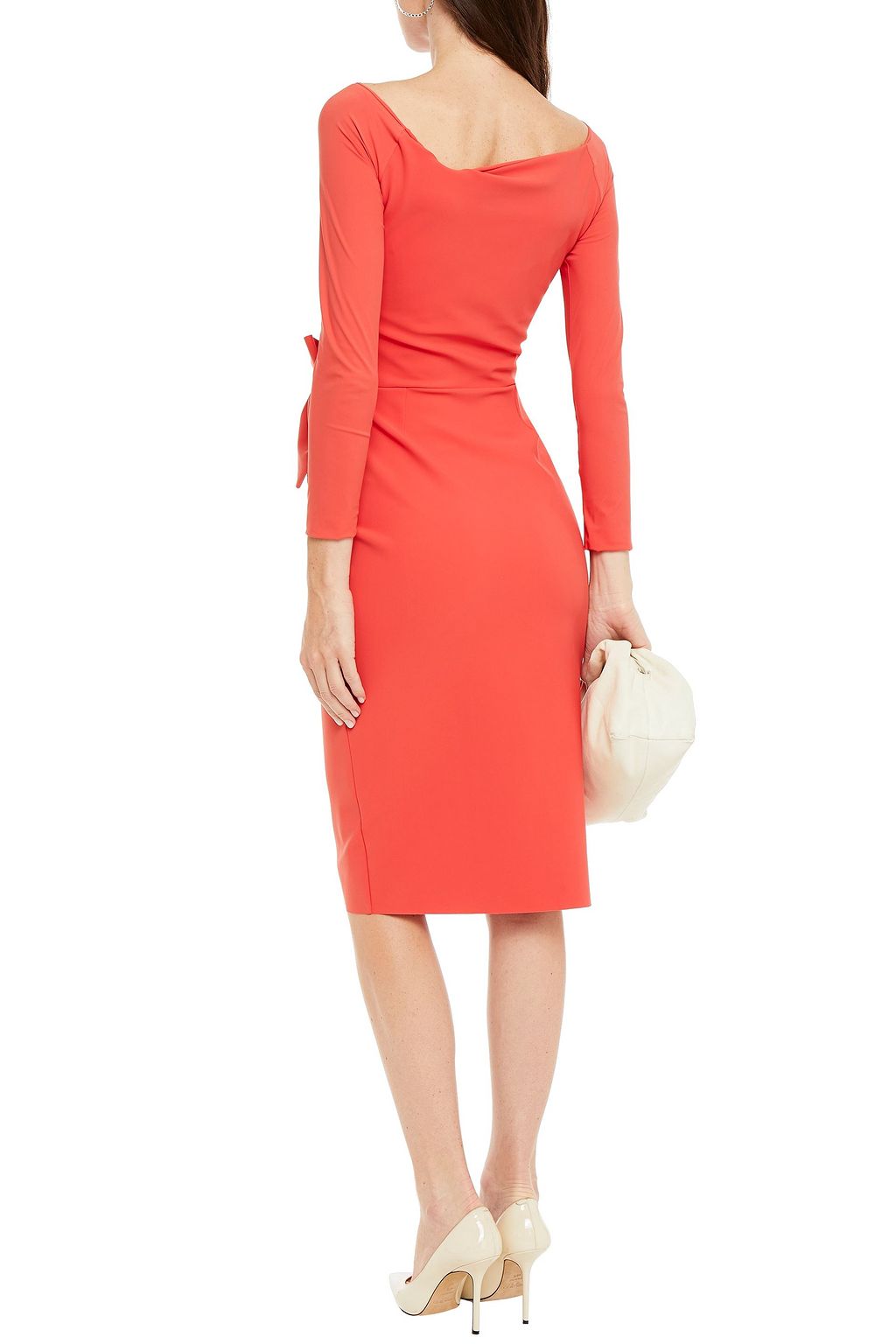 CHIARA BONI LA PETITE ROBE Gathered bow-embellished scuba dress