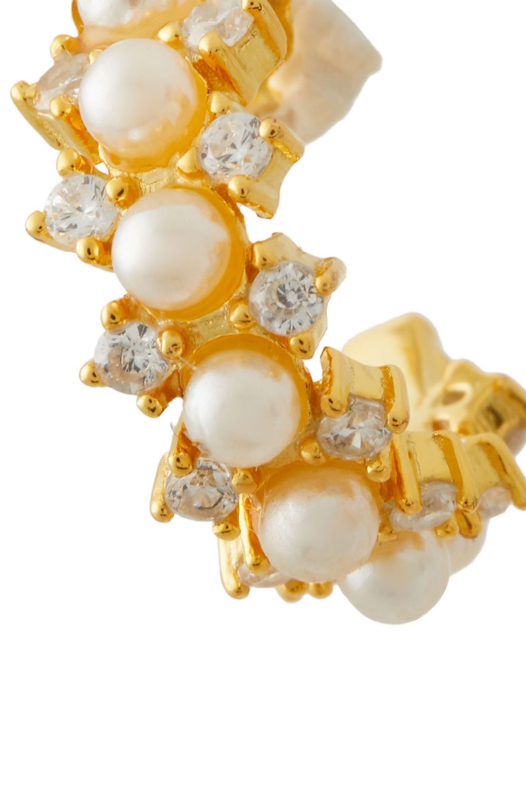 SHASHI 18-karat gold vermeil, pearl and crystal earrings