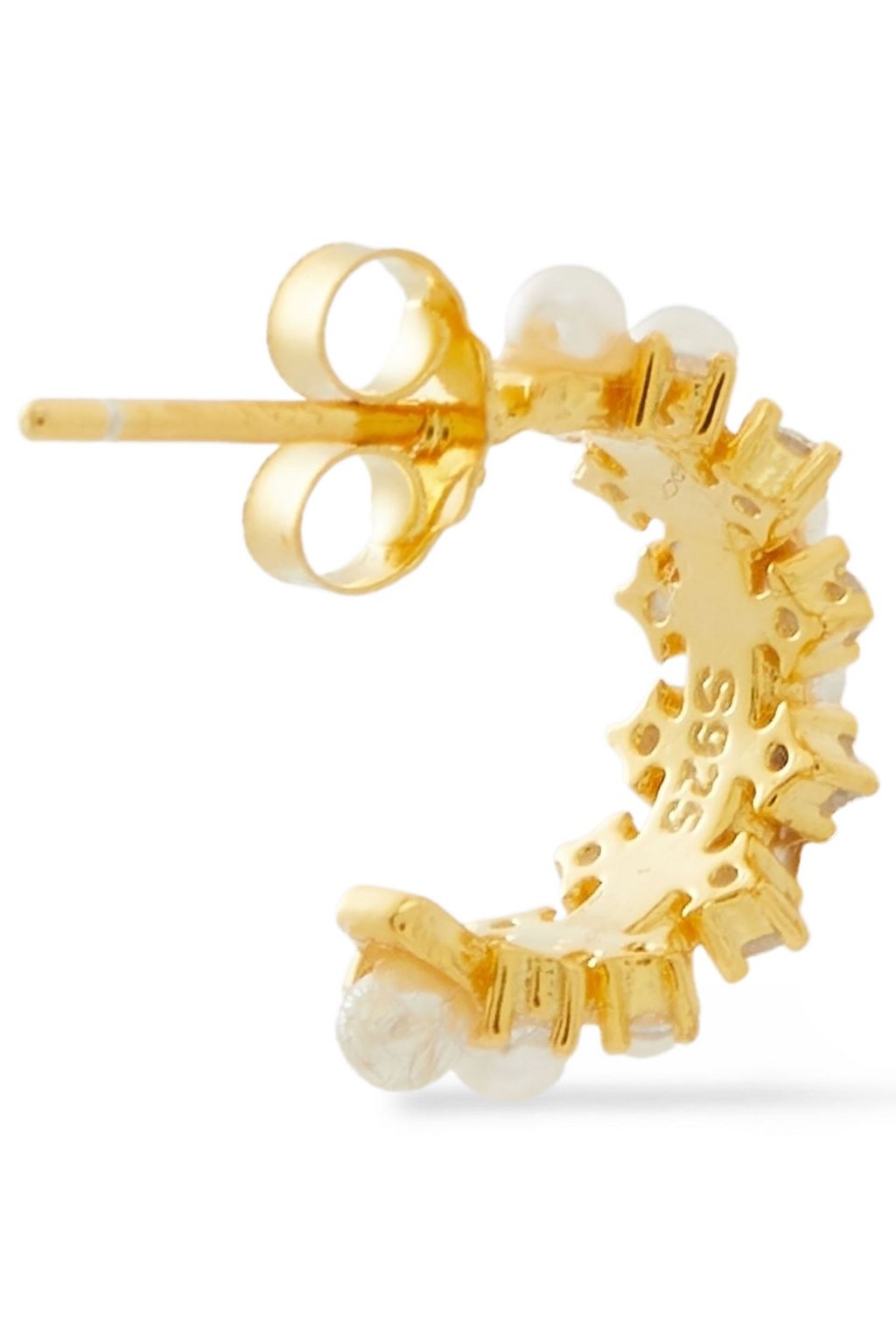 SHASHI 18-karat gold vermeil, pearl and crystal earrings