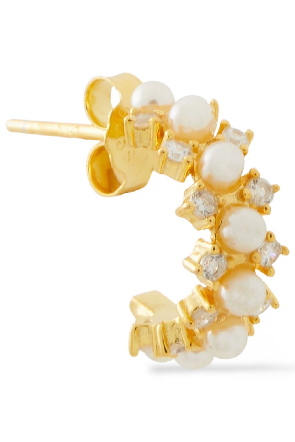 SHASHI 18-karat gold vermeil, pearl and crystal earrings