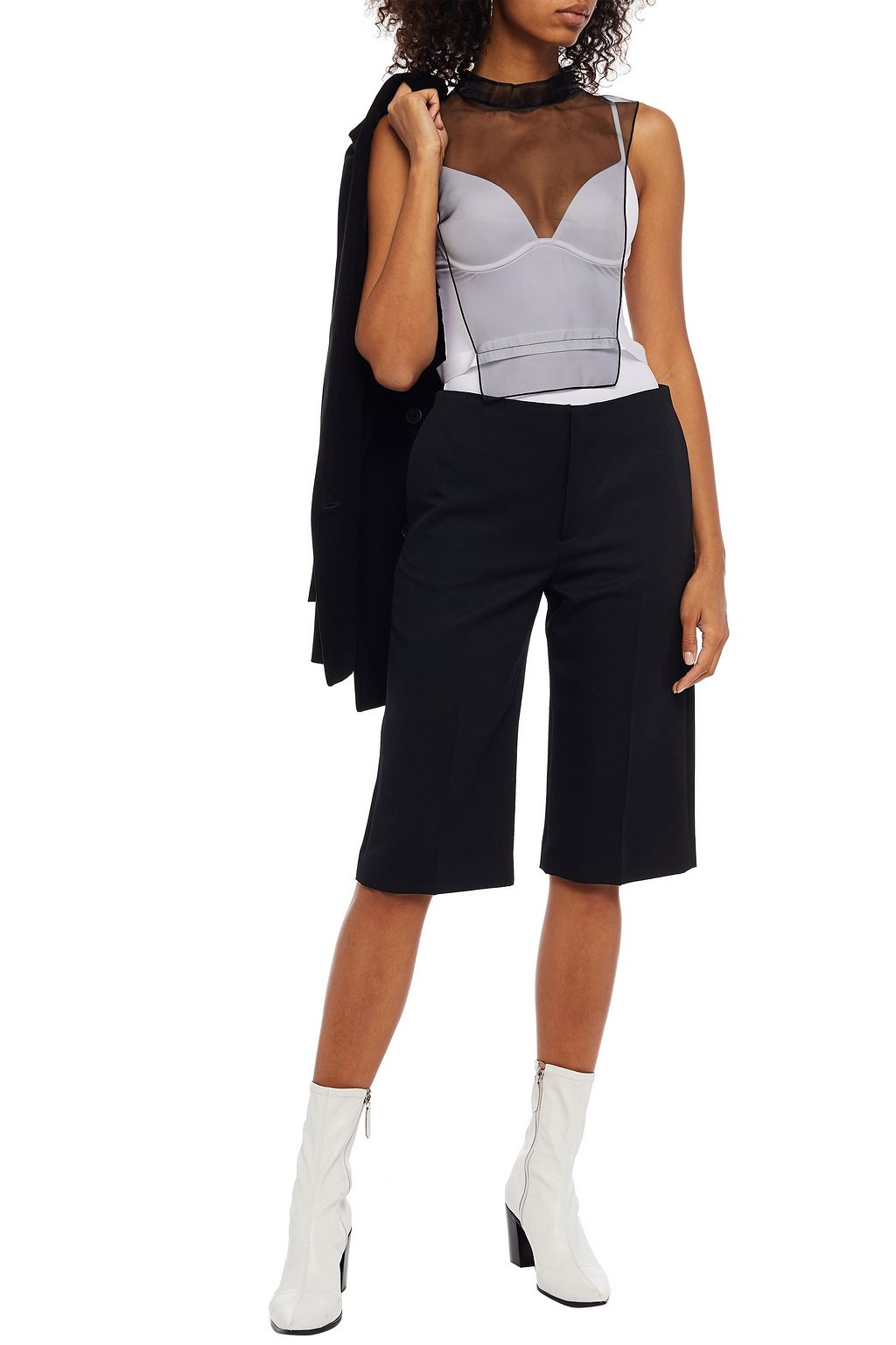 MAISON MARGIELA Grosgrain-trimmed organza top
