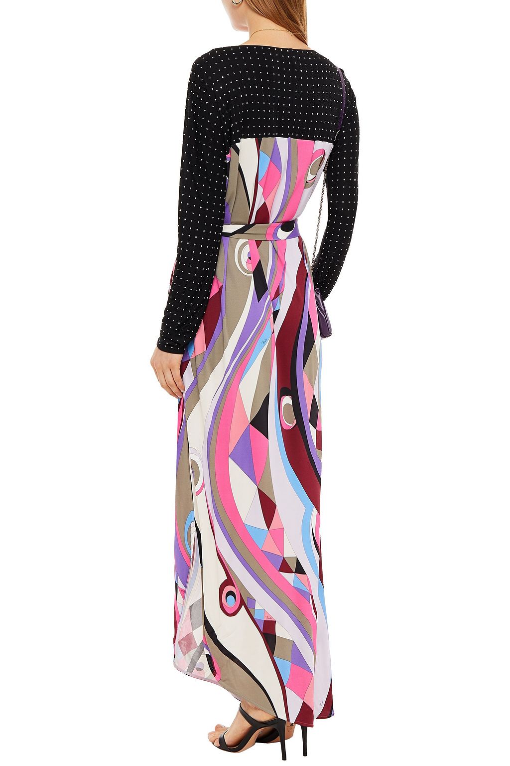 PUCCI Belted crystal-embellished printed satin-jersey maxi dress