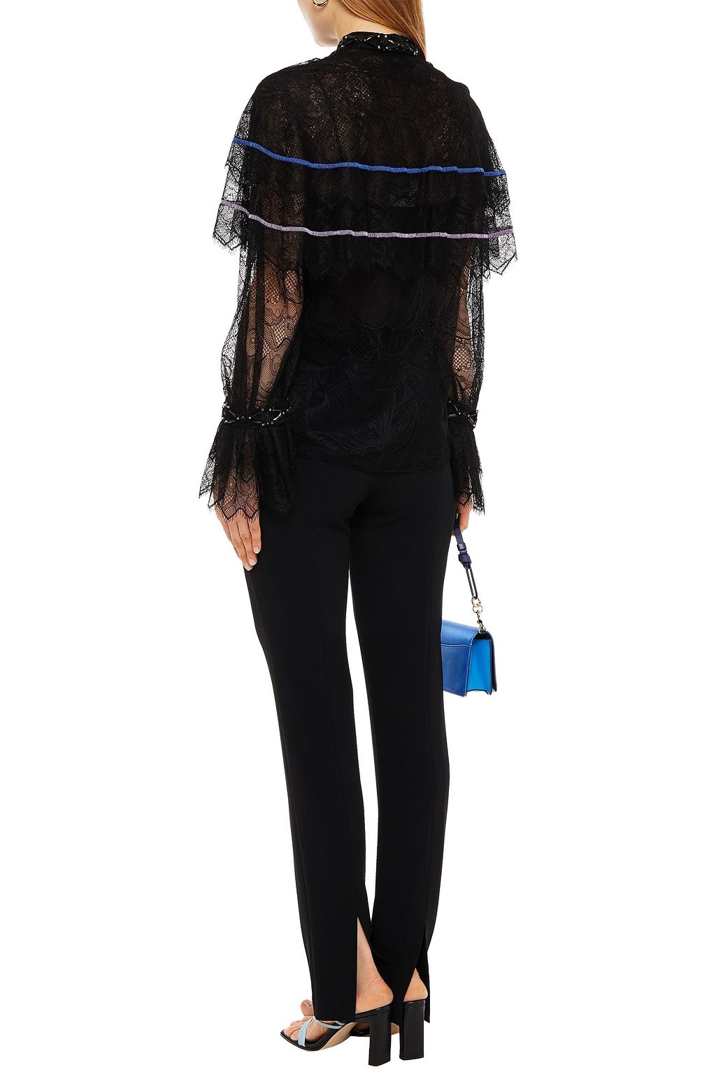 KOCHÉ X PUCCI Tiered embellished lace blouse