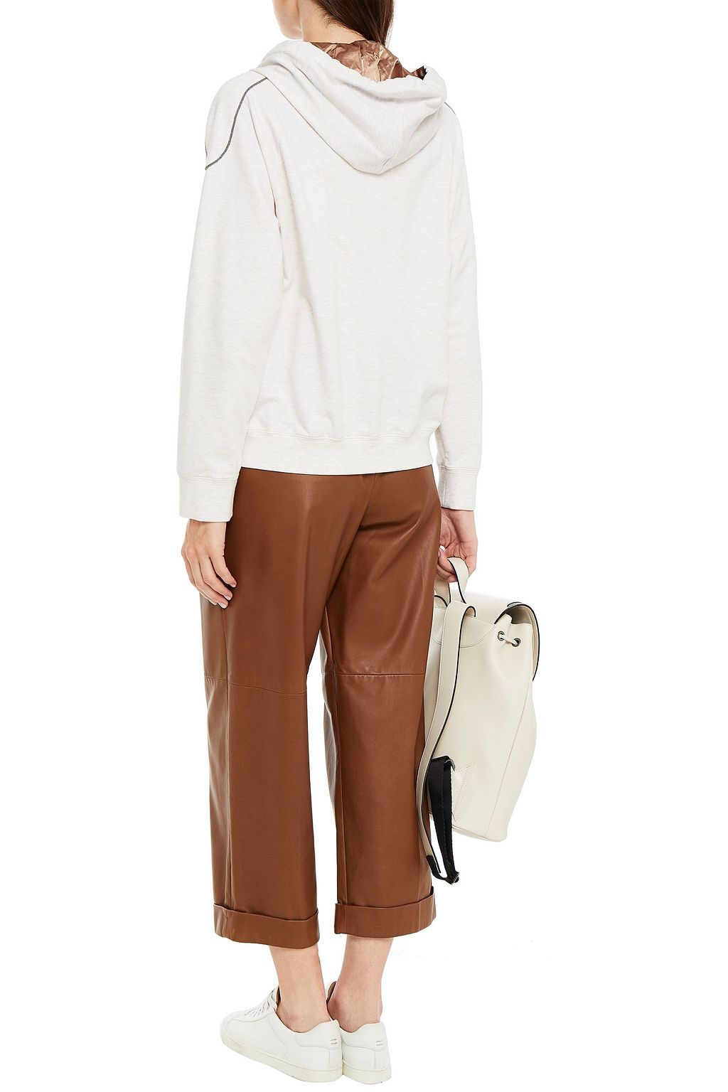 BRUNELLO CUCINELLI Bead-embellished French cotton-blend terry hoodie