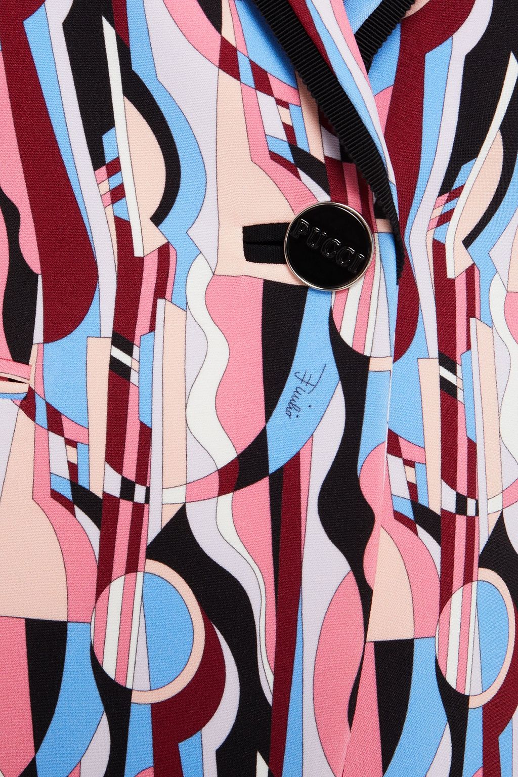 PUCCI Grosgrain-trimmed printed crepe blazer