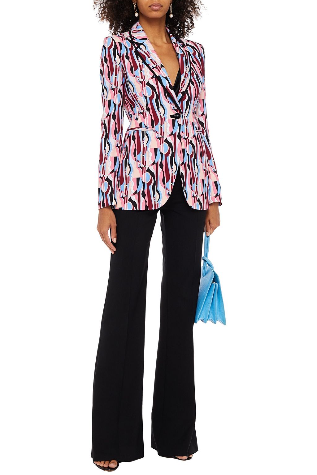 PUCCI Grosgrain-trimmed printed crepe blazer