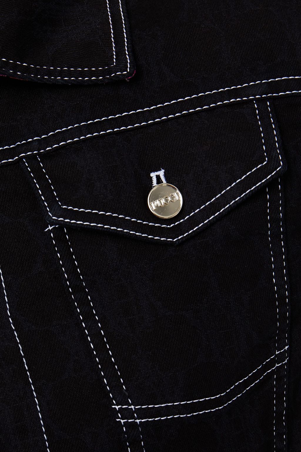 KOCHÉ X PUCCI Faux leather-trimmed denim jacket