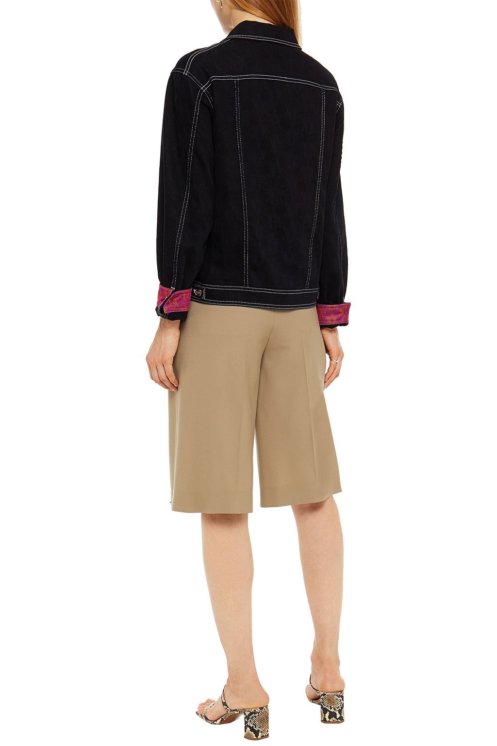 KOCHÉ X PUCCI Faux leather-trimmed denim jacket