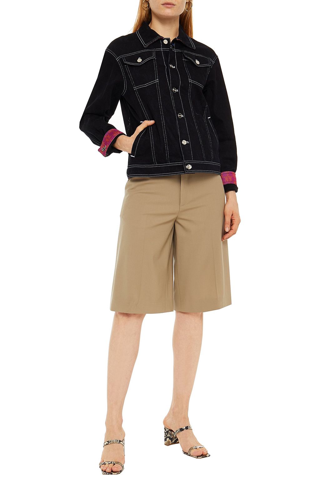KOCHÉ X PUCCI Faux leather-trimmed denim jacket