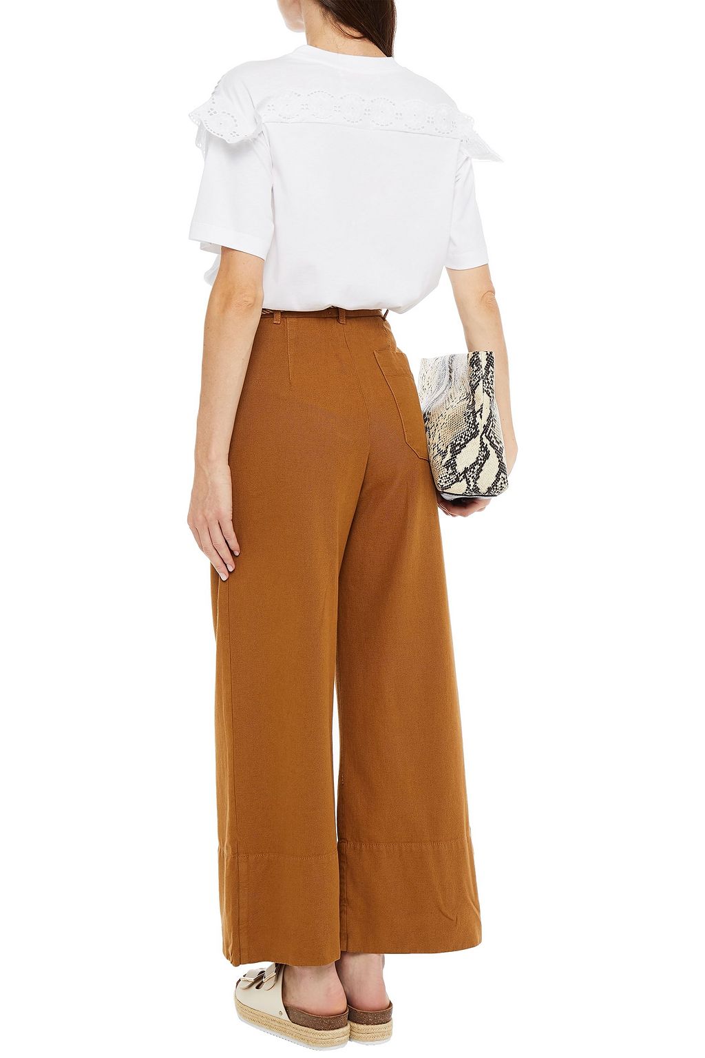 BAUM UND PFERDGARTEN Nour pleated cotton and linen-blend twill wide-leg pants
