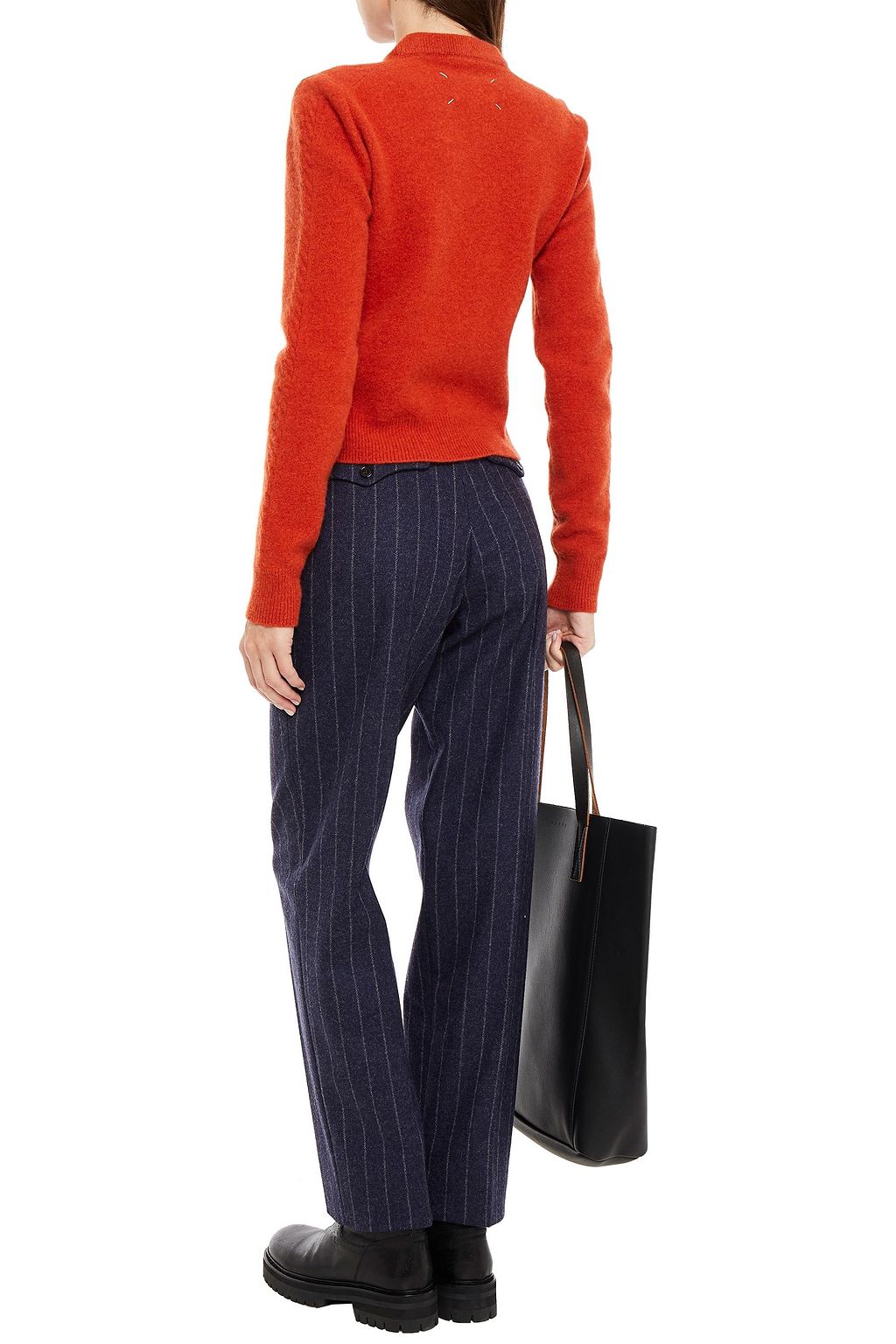 MAISON MARGIELA Pleated pinstriped wool-felt tapered pants