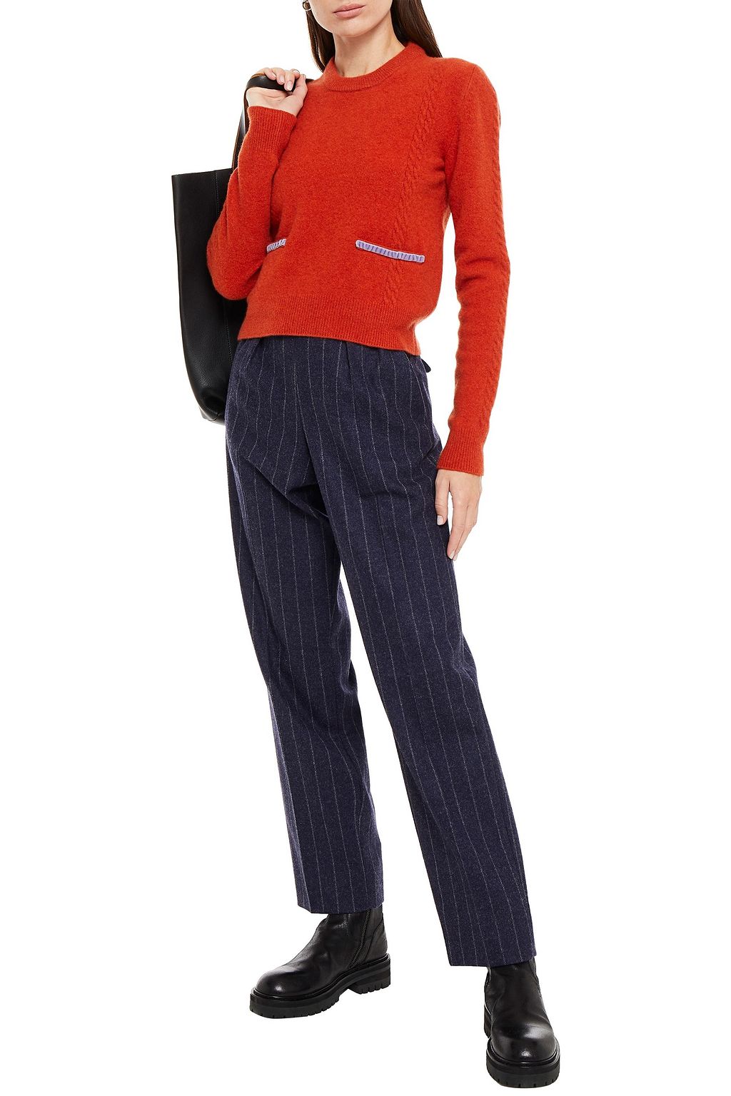 MAISON MARGIELA Pleated pinstriped wool-felt tapered pants