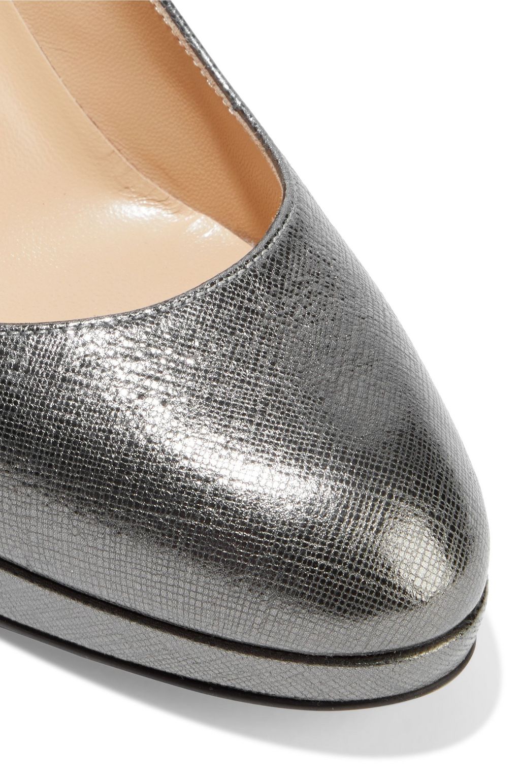 SERGIO ROSSI Madison metallic textured-leather platform pumps