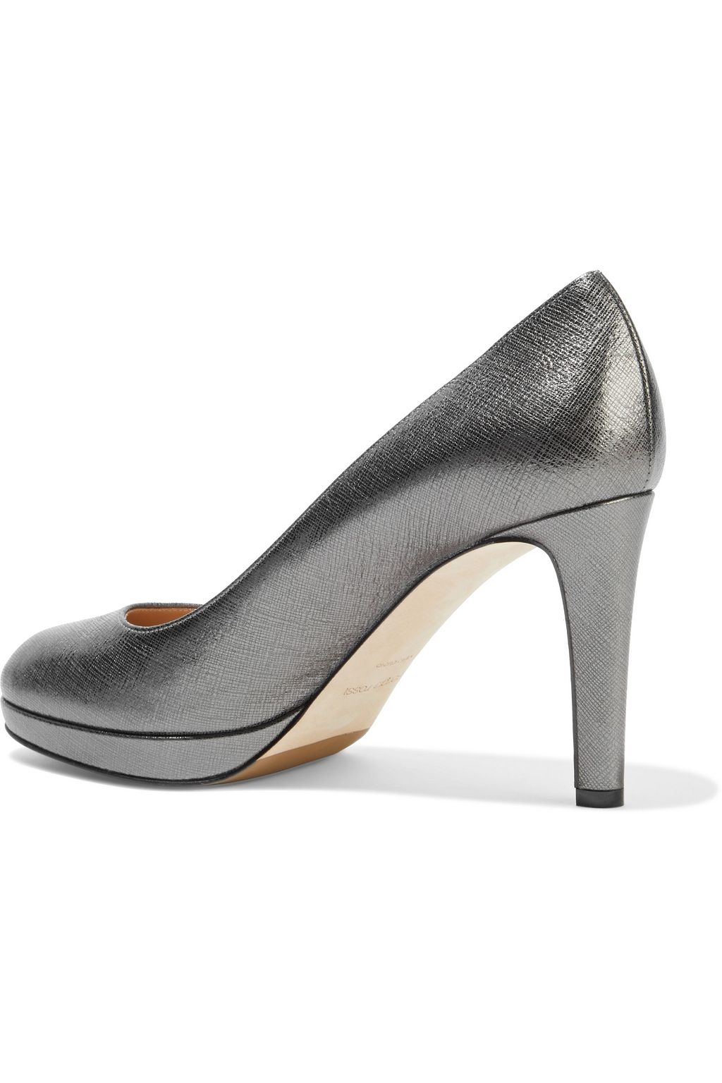 SERGIO ROSSI Madison metallic textured-leather platform pumps