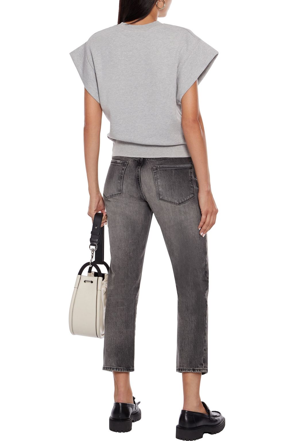 FRAME Le Nouveau Straight cropped distressed high-rise slim-leg jeans