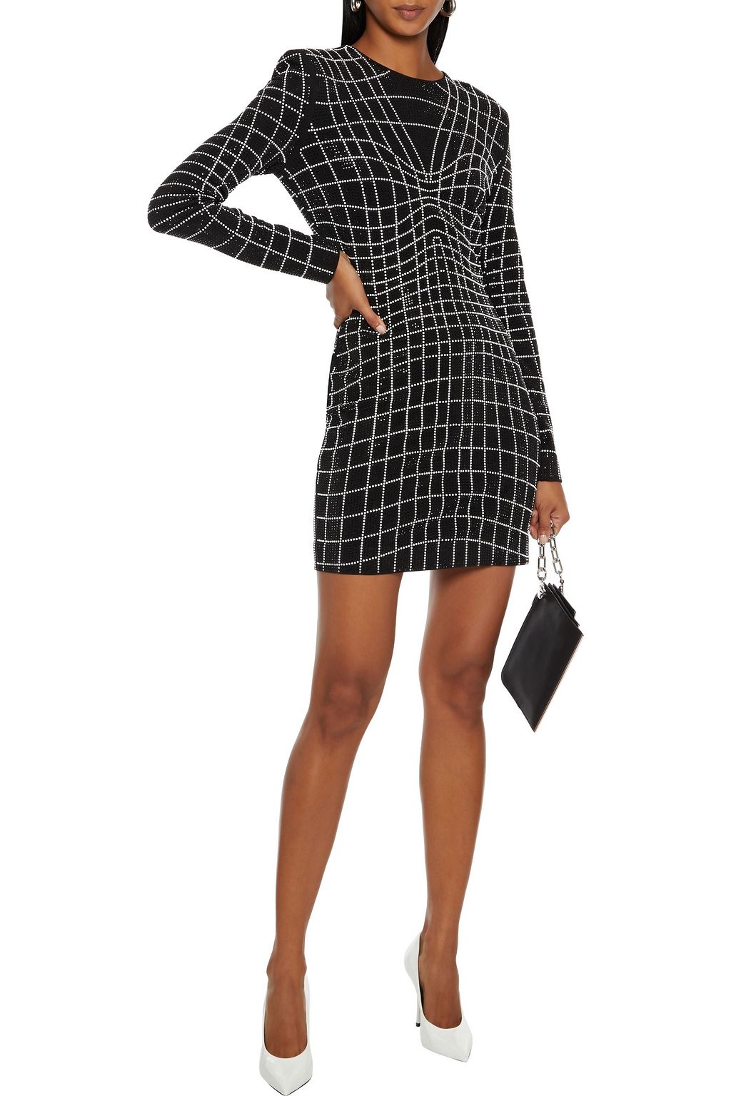 BALMAIN Crystal-embellished ponte mini dress
