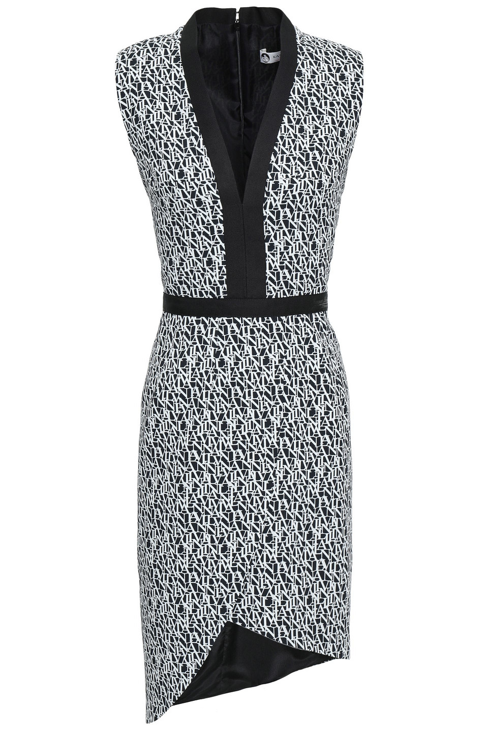 lanvin - wrap-effect printed crepe dress - black - fr 38