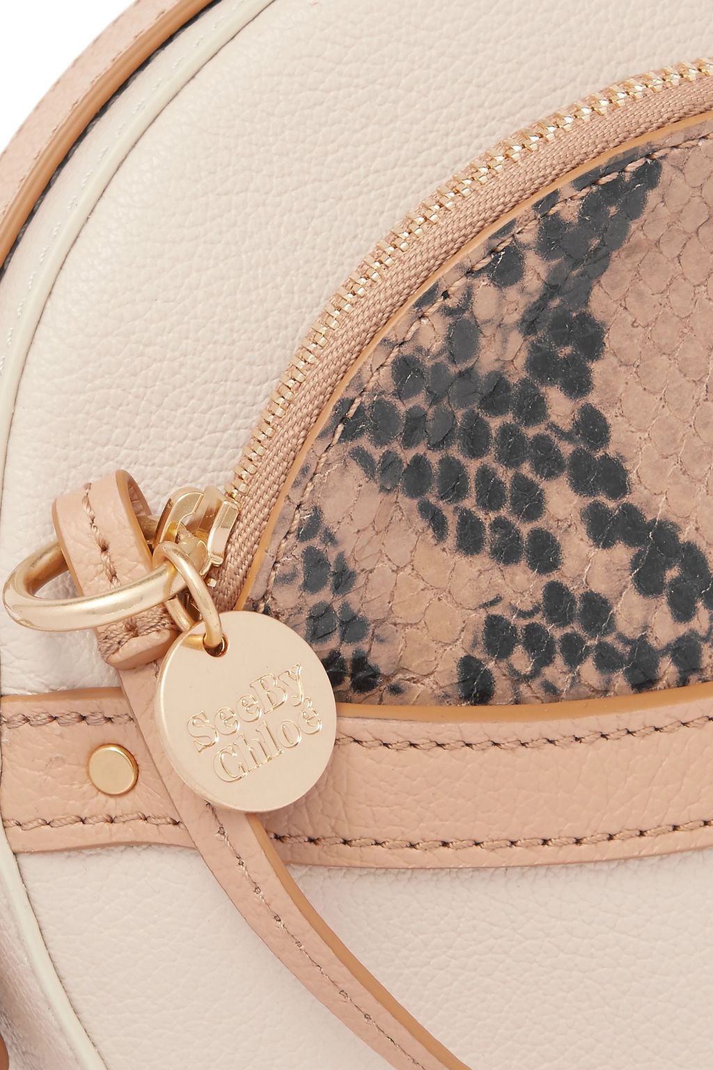 SEE BY CHLOÉ Rosy pebbled and snake-effect leather shoulder bag