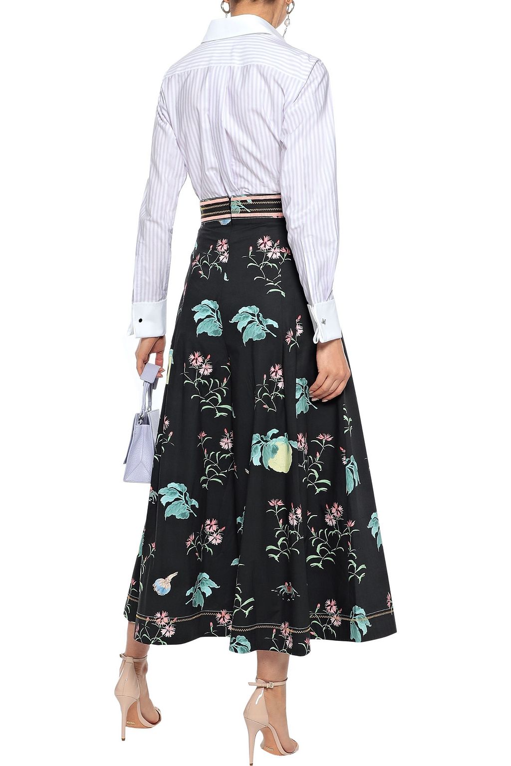 PETER PILOTTO Pleated floral-print cotton-poplin culottes