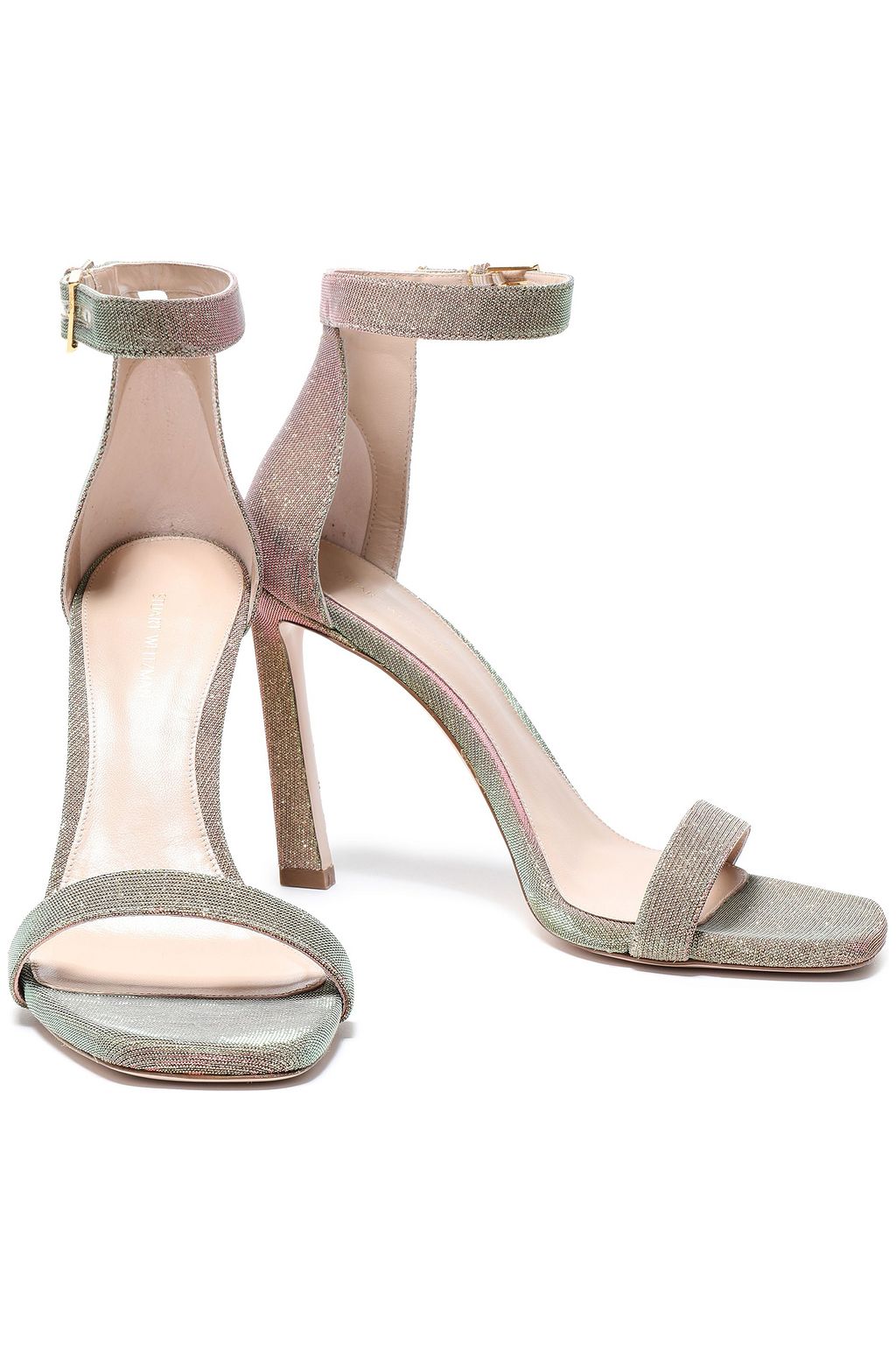 STUART WEITZMAN Cutout lamé sandals