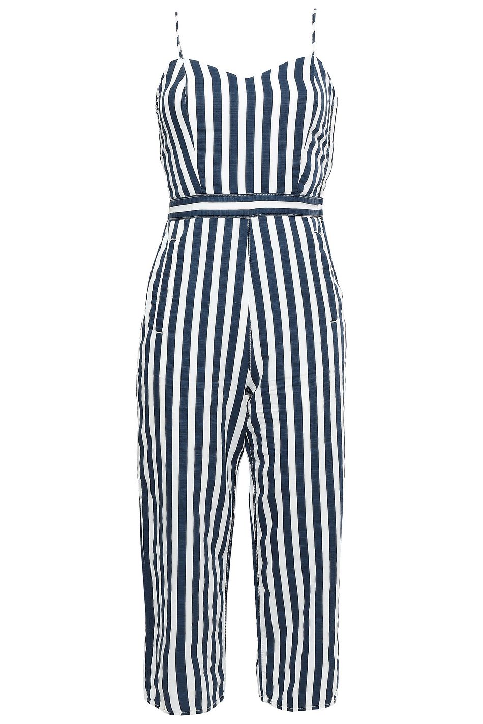 denim striped jumpsuit