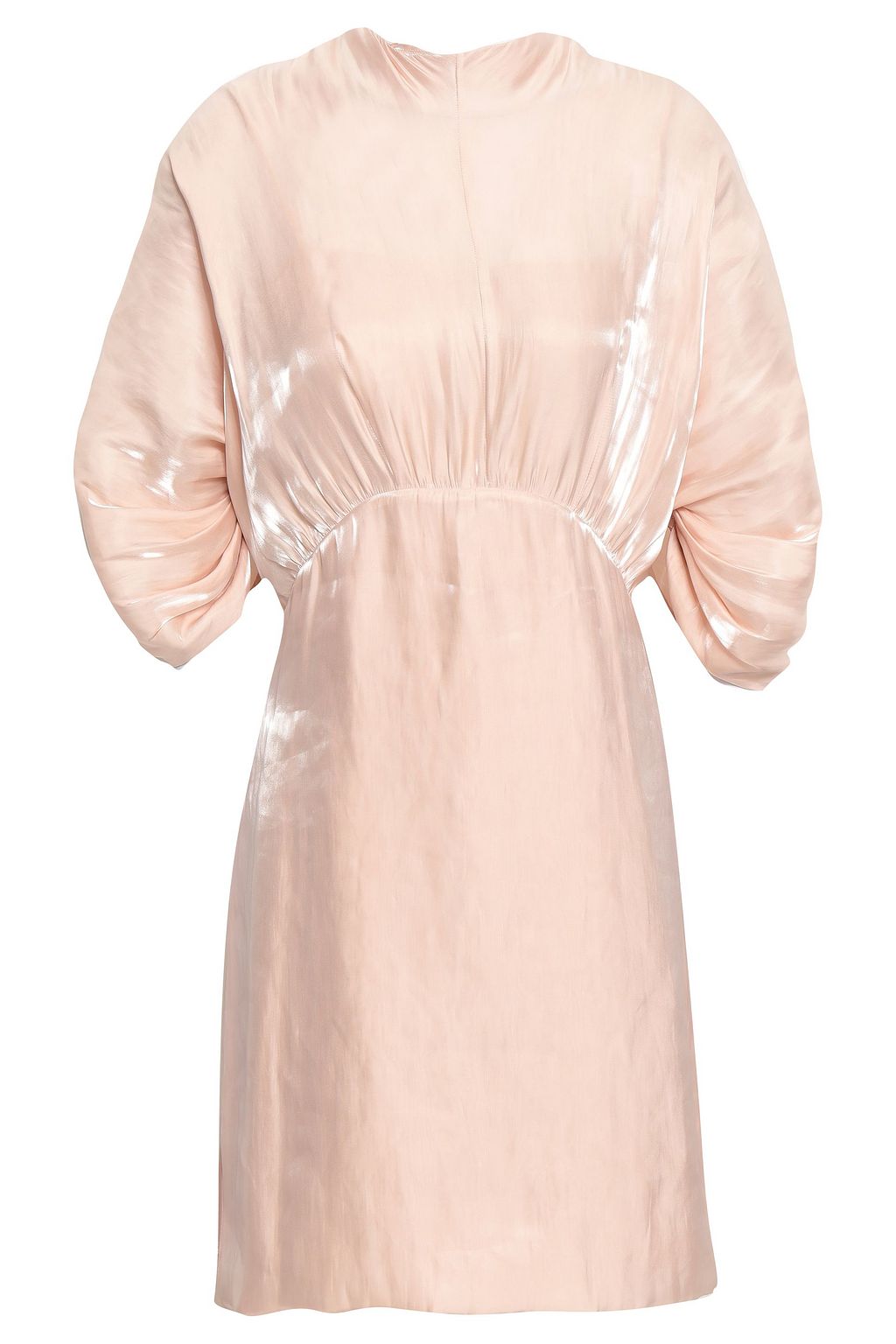gathered satin mini dress