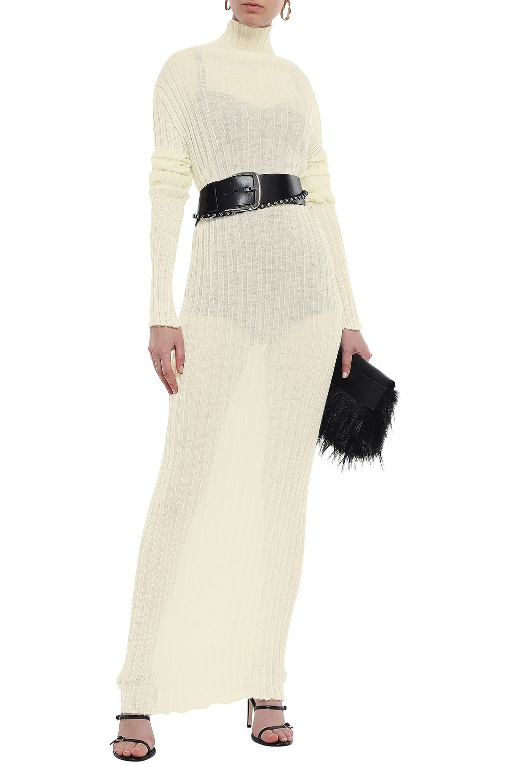 ANN DEMEULEMEESTER Ribbed mohair-blend maxi dress