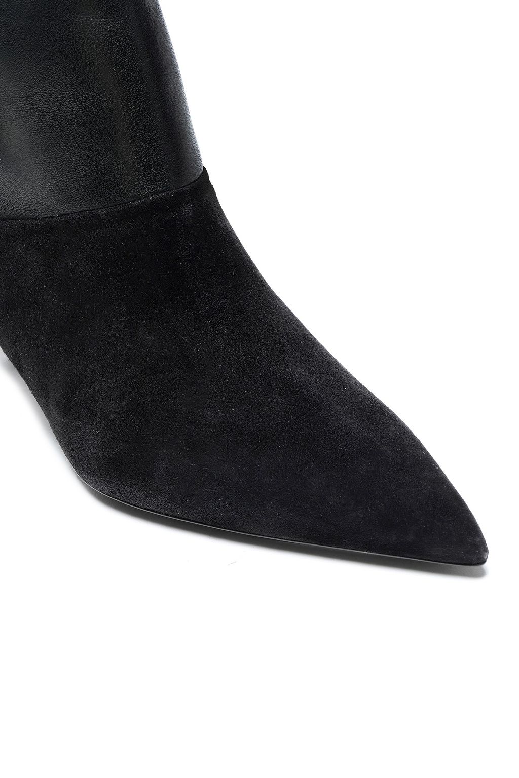 SAINT LAURENT Lace-up suede and leather ankle boots