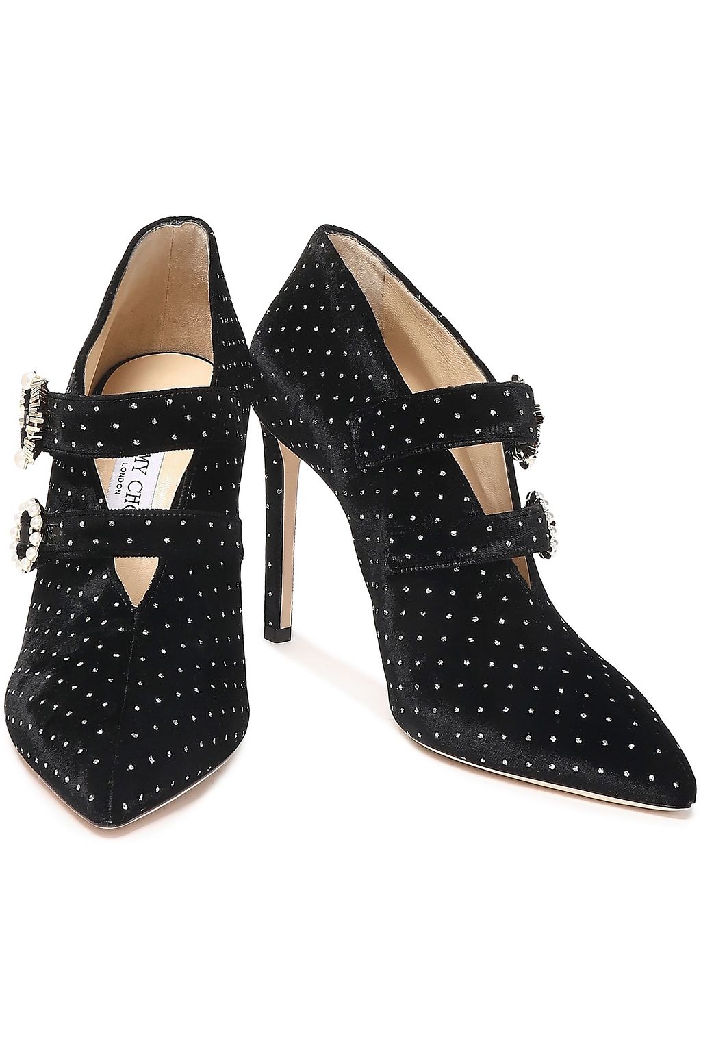 JIMMY CHOO Embellished glittered velvet pumps