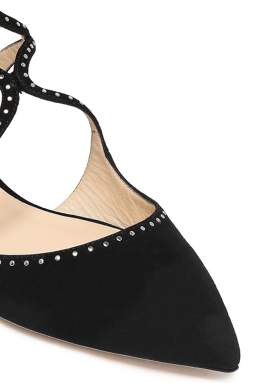 JIMMY CHOO Studded suede point-toe flats