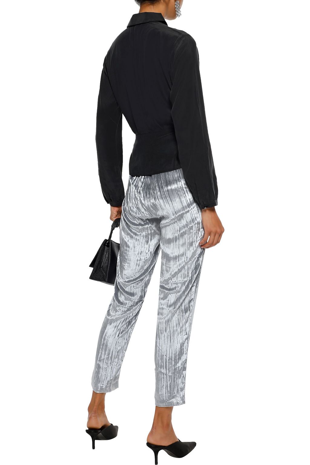 J BRAND Marlee cropped metallic crushed-velvet tapered pants